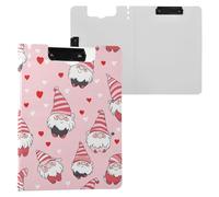 Valentine Cute Gnomes Pink Clipboard Folder with Storage Two Metal Clips Pen Holder Clip Board with Hard Cover Clipfolio Medical Contractor
