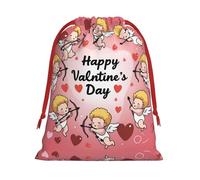 Valentine Day Angel Print Ultra Soft Plush Christmas Party Gift Bags, Drawstring Xmas Candy Treat Favors Holiday Sacks, Wedding Jewelry Pouches