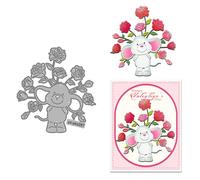 Valentine Day Animals Die Cuts for Card Making Mouse Rose Flower Metal Cutting Dies Sets for DIY Handmade Scrapbooking Paper Crafting Festivals Album Party Wedding Decorative Supplies