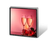 Valentine Day Champagne Glasses, Red Roses with Leaves, Light Bulbs Square Badge Smooth Surface Lapel Tie Pin, Lightweight Badge for Women Men Office Worker Nurse Teacher Student Shirts Backpack