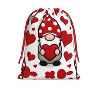 Valentine Day Gnomes Print Ultra Soft Plush Christmas Party Gift Bags, Drawstring Xmas Candy Treat Favors Holiday Sacks, Wedding Jewelry Pouches