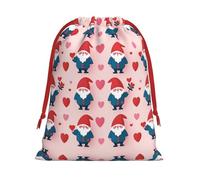 Valentine Day Gnomes Print Ultra Soft Plush Christmas Party Gift Bags, Drawstring Xmas Candy Treat Favors Holiday Sacks, Wedding Jewelry Pouches