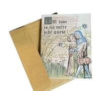 Valentine Day Greeting Card with Ancient Manuscripts Bold Designs and Entertaining Quotes for Couples Gift Giving Medieval Humor Cards