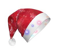 Valentine Day Heart Flower Print Santa Hat With Led Lights, Funny Christmas Hats For Adults For New Year Holiday Party Supplies