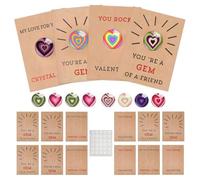 Valentine Day Heart Stone Postcard | 12 Pack Gem-stone Valentines Cards, Valentine Exchange Card Gift For Boys Girls Classroom School Party Favor