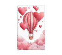 Valentine Day Hot Air Balloon with Hearts Single Toggle Blank Wall Plate Light Switch Cover Decorative 1 Gang for Kitchen Room Bathroom Size 11.4x7cm