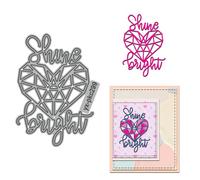 Valentine Day Openwork Diamond Die Cuts for Card Making English Shine Bright Metal Cutting Dies Sets for DIY Handmade Scrapbooking Paper Crafting Festivals Album Party Wedding Decorative Supplies