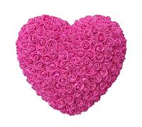 Valentine Day Wreath, 25cm 10inch Soft Rose Heart Shaped Valentine Day Wreath, for Anniversary Wedding Candlelight Dinner Outdoor Home Decor, Artificial Plants Flowers (rose red)