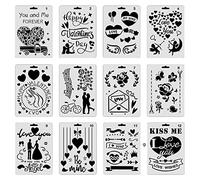 Valentine Decoration Stencils Reusable PET Templates for Painting On Paper Metal Furniture Wall Decor Scrapbooking Painting Templates for Wall Stencils Kids Adults of Hearts Flower's