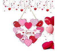 Valentine Door Decorations - Wooden Love Heart Sign Porch Decor,Rustic Front Door Hangable Decorations - for Indoor Living Room Store Cafe Party Wall Window Wedding Anniversaries