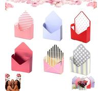Valentine Envelope Boxes, 6PCS Valentines Day Envelopes Gift Box, Flower Wrapping Paper, Florist Bouquet Envelope Boxes Folding Package Gift for Wedding Birthday Festival Party Decoration(O)