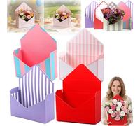 Valentine Envelope Boxes, Envelope Boxes for Gifts, Florist Bouquet Envelope Boxes, Folding Hand Hold, Decorative Flower Box with Love Letters Design for Proposal Wedding (4pc F) (4pc A)