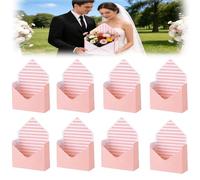 Valentine Envelope Boxes, Envelope Boxes for Gifts, Valentines Day Envelopes Box for Florist Wedding Party Birthdays, Striped Style, Pink(B 8PC)