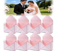 Valentine Envelope Boxes, Envelope Boxes for Gifts, Valentines Day Envelopes Box for Florist Wedding Party Birthdays, Striped Style, Pink(A 8PC)