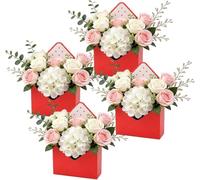 Valentine Envelope Boxes, Red Envelope Flower Bouquet Gift Box with Love Letter Design, Folding Handheld Packaging for Wedding, Proposal, Birthday, Party Decor