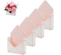 Valentine Envelope Boxes, Red Envelope Gift Box for Florist Bouquet Packaging, Folding Paper Design for Valentines Day, Wedding, Engagement, Birthday Celebration (Pink vertical stripes)