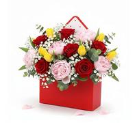 Valentine Envelope Boxes, Valentine Envelope Gift Box, Red Envelopes Box,Valentines Day Flower Bouquet Package Gift Folding Paper Boxes for Anniversary Wedding Birthday Party Decor(No Flower)