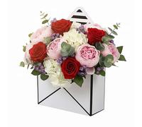 Valentine Envelope Boxes, Valentine Envelope Gift Box, Red Envelopes Box,Valentines Day Flower Bouquet Package Gift Folding Paper Boxes for Anniversary Wedding Birthday Party Decor(No Flower)