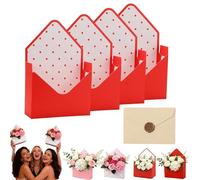 Valentine Envelope Boxes, Valentines Day Envelopes Gift Box for Gifts, Romantic Flower Holder & Love Note Box, Double-Sided Laminated Thickened Cardboard Floral Paper Box (D)