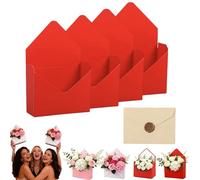 Valentine Envelope Boxes, Valentines Day Envelopes Gift Box for Gifts, Romantic Flower Holder & Love Note Box, Double-Sided Laminated Thickened Cardboard Floral Paper Box (Red)