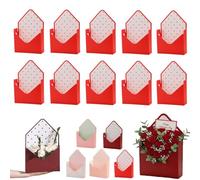 Valentine Envelope Boxes, Valentines Day Red Envelope Gift Box, Flower Wrapping Paper, Romantic Boxes for Gifts, Decorative Flower Box with Love Letters Design for Proposal Wedding(Red*10)