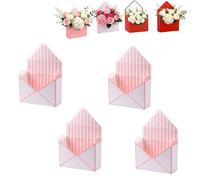 Valentine Envelope Boxes - Valentines Day Red Envelope Gift Box, Love Letters Design, Romantic Keepsake Box for Wedding Proposals, Anniversary & Valentine’s Day Gifts (#C4Pcs)