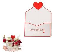 Valentine Envelope Boxes, Vintage Floral Gift Box for Bouquet and Keepsake Storage, Wedding Birthday and Valentine's Day Decoration, Surprise Gift (Red)