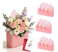 Valentine Envelope Gift Box, 2026 New Floral Bouquet Envelope Boxes, Flower Red Pink Black Stripe Envelope Boxes for Arrangements Gift Packaging Birthday Wedding Party (A3)