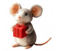 Valentine Felt Mice Ornaments, Handmade Wool Felt Mouse Ornament, Cute Needle Felted Mouse Doll, Mice Figurine Animal Collection Doll, Valentines Anniversary Easter Gifts Wedding Party Supply (E)