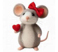 Valentine Felt Mice Ornaments, Handmade Wool Felt Mouse Ornament, Cute Needle Felted Mouse Doll, Valentines Anniversary Easter Gifts Wedding Party Supply
