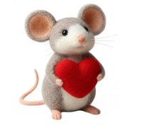 Valentine Felt Mice Ornaments, Handmade Wool Felt Mouse Ornament, Cute Needle Felted Mouse Doll, Valentines Anniversary Easter Gifts Wedding Party Supply