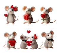 Valentine Felt Mice Ornaments, Handmade Wool Felt Mouse Ornament, Cute Needle Felted Mouse Doll, Valentines Anniversary Easter Gifts Wedding Party Supply