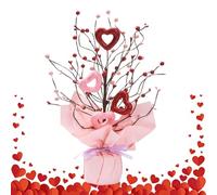 Valentine Flower Bouquet - Artificial Berry Decor, Romantic Styling with Gift Use, Love Display with Celebration Use, Floral Ornament, Heart Shaped Accents for Meaningful Expression