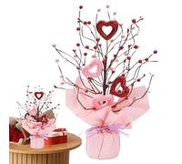 Valentine Flower Bouquet, Artificial Heart Berry Stems, Romantic Floral with Realistic Design, Silk Material Bouquets Accessory, Decorative Bouquet with Elegant Style, Artificial Flowers for Home