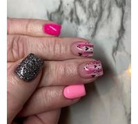 Valentine French Tips Black Color Press Stick Nails Glittering Design Artificial for Women Easy to Apply Comfort ABS Faux for Women