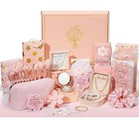 Valentine Gifts for Teen Girls - 8 PCS Birthday Gifts Basket for Tween Teen Girls, Teen Girl Gifts Trendy Stuff Fun Girl Empower Gift Box w/Task Tags, Make up Brushes Makeup Bag for Niece Daughter Her