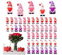 Valentine Gnome Figures, Rubber Tiny Heart Gnome Figurines, 50 Pieces Cute Rubber Love Heart Romantic Tiny Gnomes For Wedding Table Centerpiece Home Tabletop