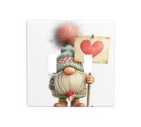 Valentine Gnome Holding A Heart-Shaped Sign Double Gang Toggle Light Cover Wall Plate Switch Decor Standard Size - 11.4x11.4cm
