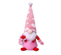 Valentine Gnome Plush Doll 12.6in Hearts Bouquets Handcrafted Decor | Soft felt fiber beard poseable hat sand base stable sits festive decor for candlelight tables shelves desks