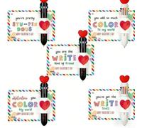 Valentine Greeting Cards with Multicolor Pens Pack of 5 - Assorted Colour Inspirational Note Cards for Kids Adults Birthday Anniversary Thank You Messages 5.5x3.5 Inch