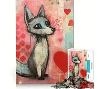Valentine Grey Fox in Love 1000 Piece Adult Puzzles Logic Puzzle Play Precision Cut Smooth Edges for Family Gatherings (50x75cm)