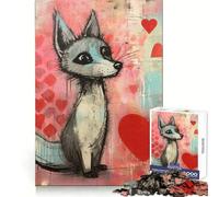 Valentine Grey Fox in Love 1000 Piece Jigsaw Puzzle Thought Challenge Cozy Relaxation Cut Precisely (38x52cm)
