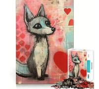 Valentine Grey Fox in Love Adults 1000 Piece Jigsaw Puzzle Memory Fun Game Clean Cut Sturdy Components Unique Gift for Stress Relief (38x26cm)
