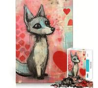 Valentine Grey Fox in Love Jigsaw for Teenagers 1000 Pieces Mental Improve Play Uniform Size Precise Pieces Family Fun Night Activity (38x52cm)