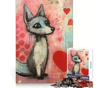 Valentine Grey Fox in Love Jigsaw Puzzle for Adults 1000 Pieces Mind Exercise Pleasant Leisure Exact Cut Birthday Present (38x26cm)