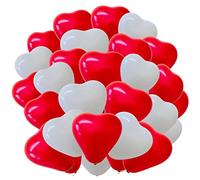Valentine Heart Balloons - Romantic Love You Latex Heart Balloons - Red & White Pack of 100