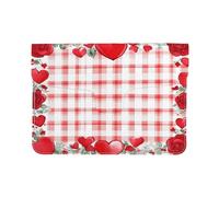Valentine Heart Laptop Sleeve 13 Inch PU Leather Case Protective Buffalo Plaid Laptop Bag Water Resistant Computer Case Tablet Carrying Bag for Women Men