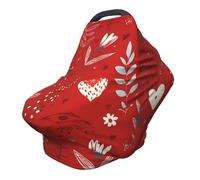 Valentine Heart Leaves Nursing Cover 360° Full Coverage Flower Stretch Scarf for Breastfeeding and Car Seat Cover Fit for Most Pushchairs and Prams