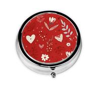 Valentine Heart Leaves Small Pill Box 3 Compartment Portable Pill Box for Purse Pocket Flower Mini Medicine Organiser for Daily Vitamin Fish Oil Storage