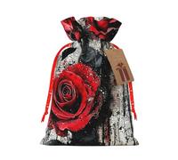 Valentine Heart Roses Drawstring Gift Bags Reusable Gift Wrapping Pouches For Birthday, Wedding, Party Favours & Festive Presents